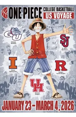 One Piece Monkey.D.Luffy US College Basketball Promo Card Rutgers SGA 🏀📈 1/27! - Image 1