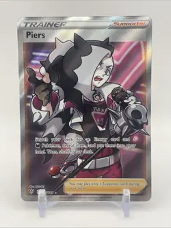 Pokemon TCG Piers Darkness Ablaze Holo Card Full Art Ultra Rare 187/189 - Image 1