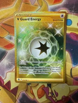 V Guard Energy 215/195 Silver Tempest Gold Secret Rare Holo Pokemon Card - Image 1