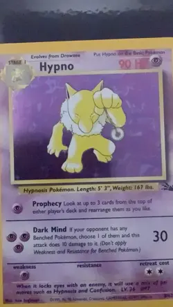1999 Pokemon TCG Hypno 8/62 Fossil Set Holo Rare Card Vintage WOTC NEAR MINT - Image 2