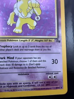 1999 Pokemon TCG Hypno 8/62 Fossil Set Holo Rare Card Vintage WOTC NEAR MINT - Image 4