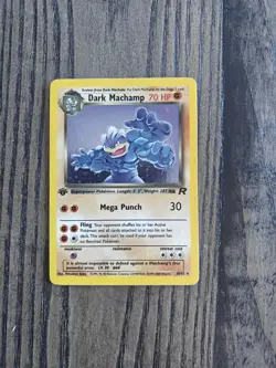 Pokemon Dark Machamp 1st edition Holo Rare TCG Vintage Card 10/82 - Image 1