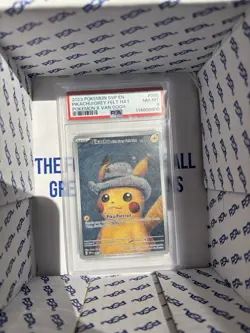 Pokemon Pikachu Van Gogh Grey Felt Hat SVP 085 Promo Graded PSA 8 - Image 1