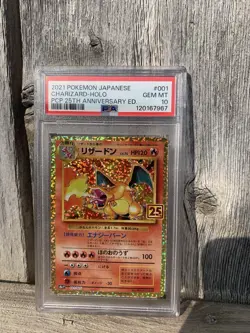 Pokemon PSA 10 Gem Mint Japanese 25th Anniversary Charizard Holo 001/025 - Image 1
