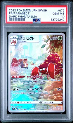 2022 POKEMON JPN SWORD & SHIELD DARK PHANTASMA #072 FULL ART/PARASECT PSA 10 - Image 1
