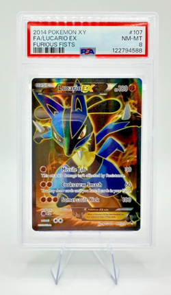2014 Pokemon XY Furious Fists Lucario EX #107 | FULL ART | PSA 8 NM-MT - Image 1
