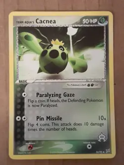 Pokemon Team Aqua's Cacnea 24/95 Team Magma Team Aqua NM-MT See Pictures - Image 1