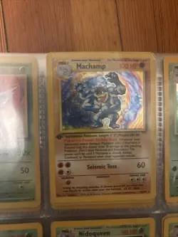 1999 Pokemon TCG Machamp Holo Rare 1st Edition Base Set #8/102 PSA - Image 1