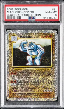 2002 POKEMON LEGENDARY COLLECTION #51 MACHOKE-REVERSE FOIL PSA 8 - Image 1