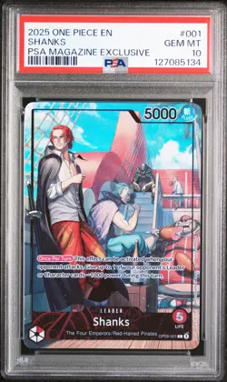 2025 ONE PIECE PROMOS PSA MAGAZINE EXCLUSIVE #001 SHANKS PSA 10 GEM 5134 - Image 1