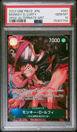 2022 ONE PIECE JAPANESE OP02-041 MONKEY D LUFFY ALT ART PSA 10 PARAMOUNT WAR #41 - Image 1