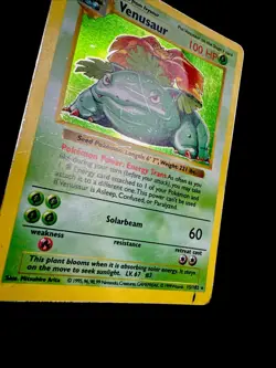 Venusaur 015/102 MP Base Set Shadowless Holo Pokemon Card Moderate Play - Image 3