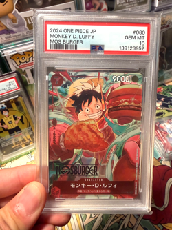 PSA10 GEM MINT Monkey D. Luffy P-080 MOS Burger Promo One Piece Card 2024 JP - Image 1