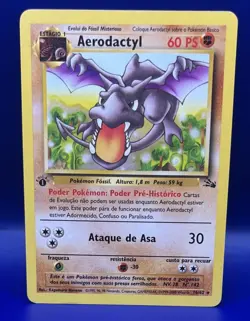 Pokemon card Fossil 1st Edition Rare Non-holo #16/62 Aerodactyl Portuguese - Image 1
