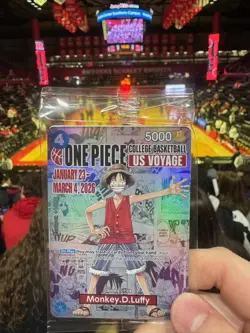 One Piece Monkey D. Luffy US Voyage College Basketball Card Rutgers 1/23 IN HAND - Image 1
