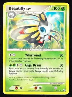 Beautifly 19/130 Diamond and Pearl Base Set Pokemon Card 2007 NM - Image 1
