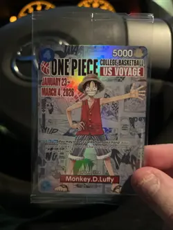 One Piece Monkey D. Luffy US Voyage College Basketball Card Rutgers 1/23 IN HAND - Image 1