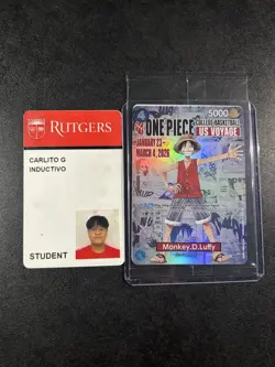 One Piece Monkey D. Luffy US Voyage College Basketball Card Rutgers 1/23 IN HAND - Image 5