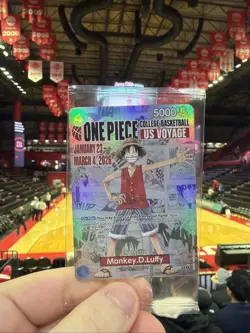 One Piece Monkey D. Luffy US Voyage College Basketball Card P-055 - Image 1