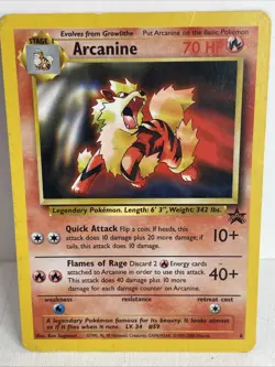 Pokemon Arcanine #6 Black Star Promo Card WOTC 1999 Vintage LP - Image 1