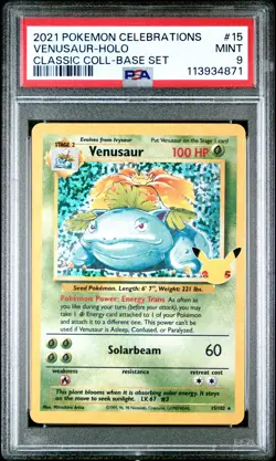 Venusaur Holo 15 Celebrations Classic Collection Pokemon PSA 9 *871 - Image 1