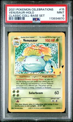 Venusaur Holo 15 Celebrations Classic Collection Pokemon PSA 9 *870 - Image 1
