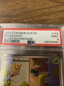 Pokemon TCG Bulbasaur Stellar Crown Illustration Rare Holo Card 143/142 PSA 9 - Image 2