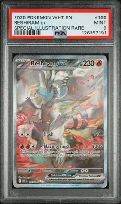 PSA 9 Reshiram ex 166/086 SIR 2025 POKEMON WHT EN WHITE FLARE - Image 3