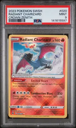 Radiant Charizard ⭐ 020/159 Sword Shield Crown Zenith 2023 Pokemon PSA 9 - Image 1