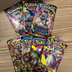 Pokemon Packs Lot Of 7 Mega Evolution Phantasmal Flames - Image 1