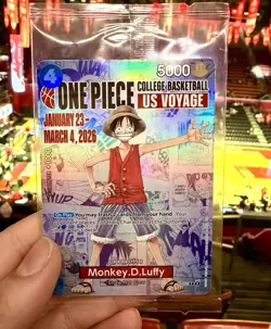 One Piece Monkey D. Luffy US Voyage College Basketball Trading Card Promo Sealed - Image 1