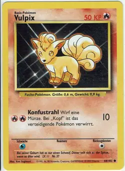 Pokemon Card Trading Card Game Base Set No. 68/102 Vulpix German - Image 1