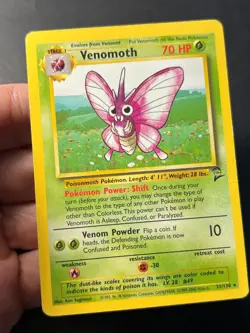 Venomoth 31/130 Non Holo Rare Base Set 2 - Pokemon Card WOTC - MP - Image 4