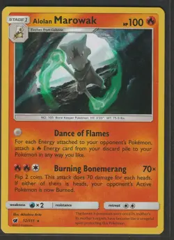Alolan Marowak 12/111 Holo Crimson Invasion Sun & Moon SM Pokemon - Image 1