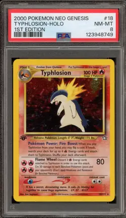 Pokemon Typhlosion Neo Genesis 1st Edition Holo Rare #18 PSA 8 - Image 1
