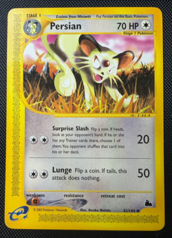 Pokemon Persian 42/144 Regular Uncommon 2003 Skyridge Ereader LP - Image 1