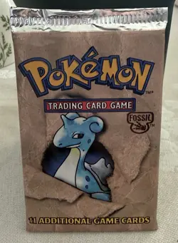 1999 Pokemon Wizards of the Coast Fossil Booster Pack Lapras, 21-22G - Sealed 742818060714 - Image 1