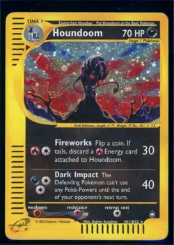 Pokemon AQUAPOLIS - #H11/H32 Houndoom - Holo - ENG - SWIRL - Heavily Played+ - Image 1