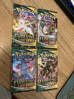 Pokemon TCG Evolving Skies Booster Packs Complete Art Set Sealed 4 Packs - Image 1
