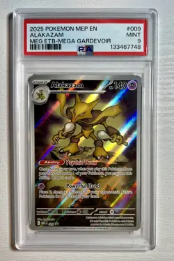 2025 Pokemon Mega Evolution #009 Alakazam Mega Gardevoir ETB Promo PSA 9 Mint! - Image 1