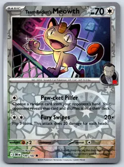 Team Rocket's Meowth - Reverse Holo Destined Rivals 149/182 Pokemon 15 Card NM - Image 1