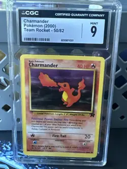 2000 Charmander 50/82 Team Rocket Pokemon Card CGC 9 Mint - Image 1
