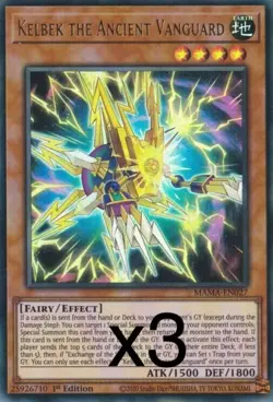 3X Yugioh Kelbek the Ancient Vanguard MAMA-EN027 Ultra Rare 1st Edition NM - Image 1