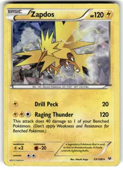 Zapdos 23/108 Cracked Ice Holo Rare Roaring Skies Pokemon Card MP - Image 1