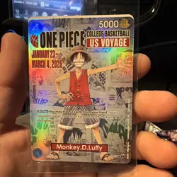 One Piece Monkey.D.Luffy US College Basketball Promo Card 1/23 In Hand - Image 1