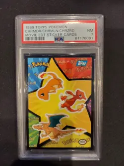 PSA 7 Charmander Charmeleon & Charizard Sticker Card Topps Pokemon Movie Edition - Image 1