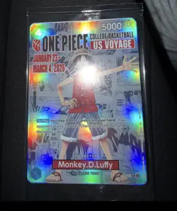 One Piece Monkey.D.Luffy US College Basketball Promo Card IN HAND - Image 1