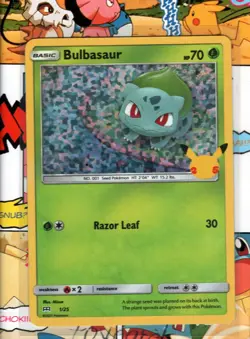 Pokemon TCG Bulbasaur Holo 25th Anniversary McDonald's Card 1/25 NM/M Holobleed - Image 2