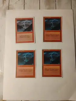 4 X Lightning Bolt , 1 From Revised, 3 X 4th Edition MTG Playset - Image 1