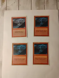 4 X Lightning Bolt , 1 From Revised, 3 X 4th Edition MTG Playset - Image 2